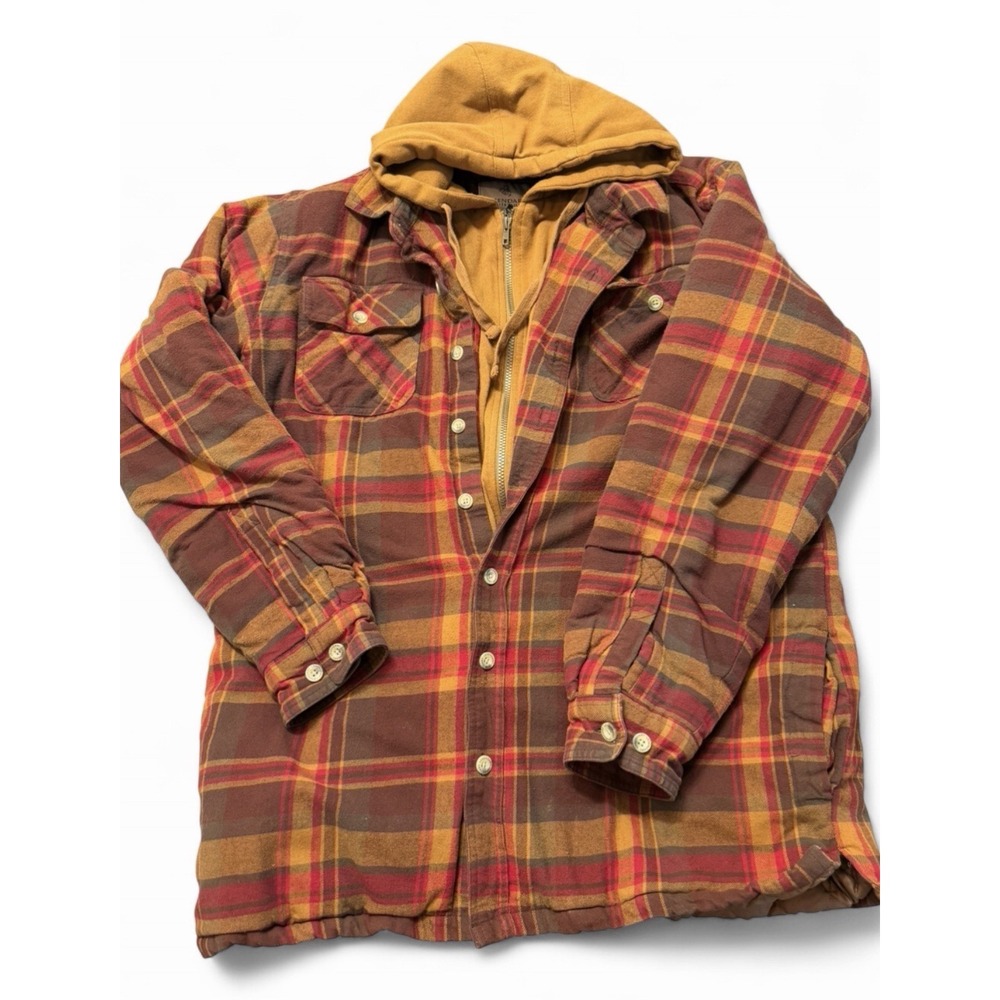 Legendary Whitetails Plaid Flannel Maplewood Hooded Shirt Jacket Shacket Zip XL